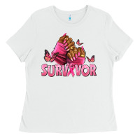 White Breast Cancer survivor afro nails Ladies Tee - NancyCooperArtShop