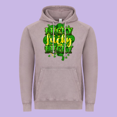 Lucky Lucky Lucky Clover St. Patrick's Vintage Hoodie Designed By Howdyjamesfarm