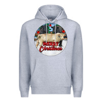 Heather Grey Merry Christmas Charolais Bull Premium Hoodie - RanaPortraitStore