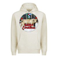 Oatmeal Heather Merry Christmas Charolais Bull Premium Hoodie - RanaPortraitStore