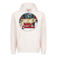Pale Pink Merry Christmas Charolais Bull Premium Hoodie - RanaPortraitStore