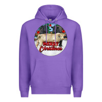 Purple Merry Christmas Charolais Bull Premium Hoodie - RanaPortraitStore