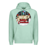 Seafoam Merry Christmas Charolais Bull Premium Hoodie - RanaPortraitStore