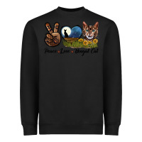 Black Peace Love Bengal Cat Head Heavyweight Sweatshirt - LillyAllenDesigns