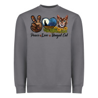 Storm Peace Love Bengal Cat Head Heavyweight Sweatshirt - LillyAllenDesigns