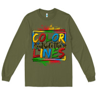 Army Green color outside the lines autism Long Sleeve Tee - OliviaCreatesArt