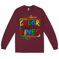 Burgundy color outside the lines autism Long Sleeve Tee - OliviaCreatesArt