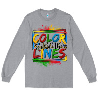 Heather Grey color outside the lines autism Long Sleeve Tee - OliviaCreatesArt