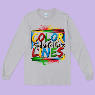 Color Outside The Lines Autism Long Sleeve Tee Designed By Oliviacreatesart