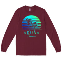 Burgundy Vintage Aruba Beach Tropical Vibes Vacation Souvenir Gift Long Sleeve Tee - longCreatives