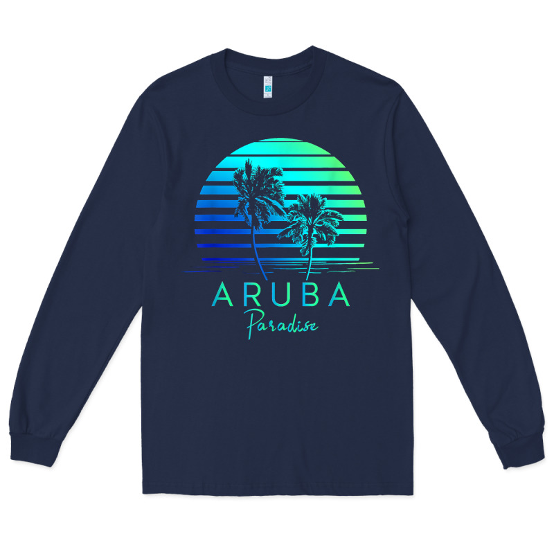 Vintage Aruba Beach Tropical Vibes Vacation Souvenir Gift Long Sleeve Tee by longCreatives | Teevron