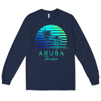 Navy Vintage Aruba Beach Tropical Vibes Vacation Souvenir Gift Long Sleeve Tee - longCreatives