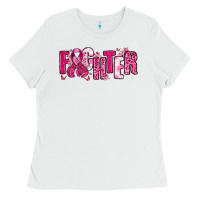 White Fighter Breast Cancer Ladies Tee - NancyCooperArtShop
