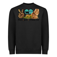 Black Peace Love Persian Cat Heavyweight Sweatshirt - LillyAllenDesigns