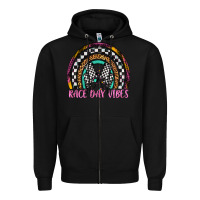 Black race day vibes rainbow Zipper Hoodie - Artiststas