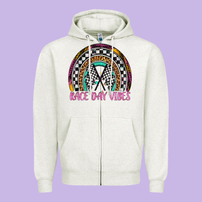 Race Day Vibes Rainbow Zipper Hoodie Designed By Artiststas