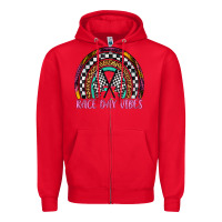 Red race day vibes rainbow Zipper Hoodie - Artiststas