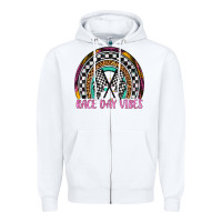 White race day vibes rainbow Zipper Hoodie - Artiststas