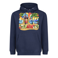 Navy love summer gnomes  Background Heavyweight Hoodie - BarkalooDesign