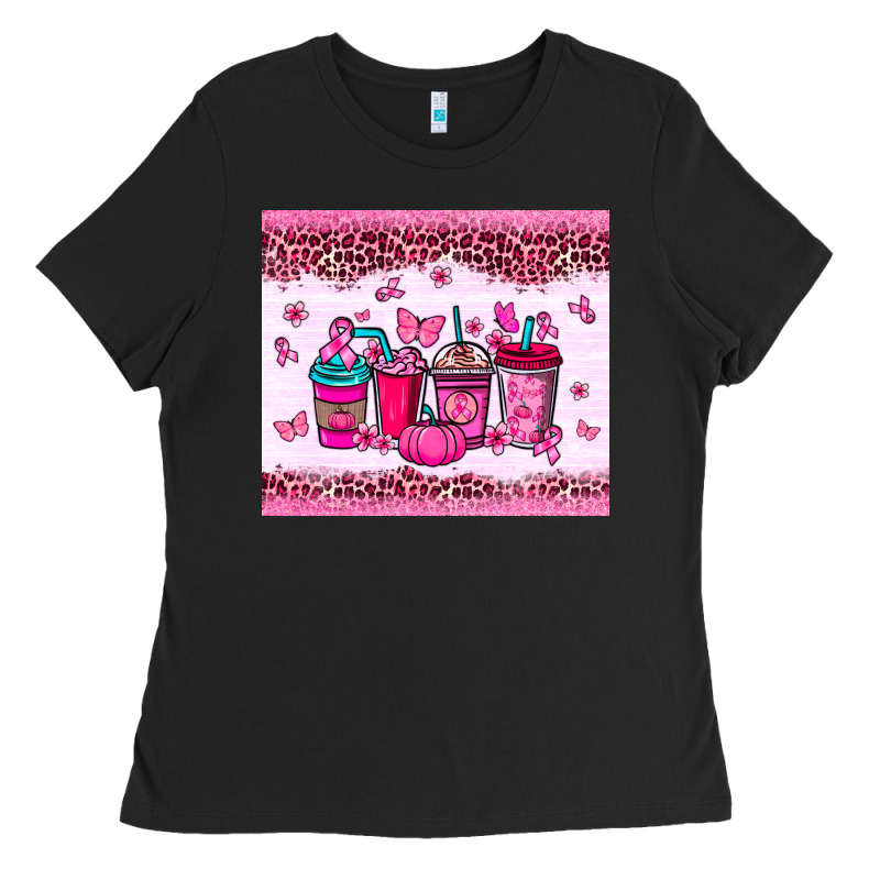 Breast Cancer Coffee Cups Ladies Tee by NancyCooperArtShop | Teevron