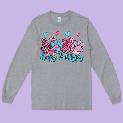 Xoxo Hugs And Kisses Paws Olivia Long Sleeve Tee Designed By Oliviacreatesart
