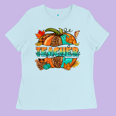 Teacher Pumpkin Ladies Tee Designed By Nancycooperartshop