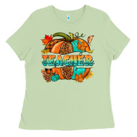 Matcha Teacher pumpkin Ladies Tee - NancyCooperArtShop