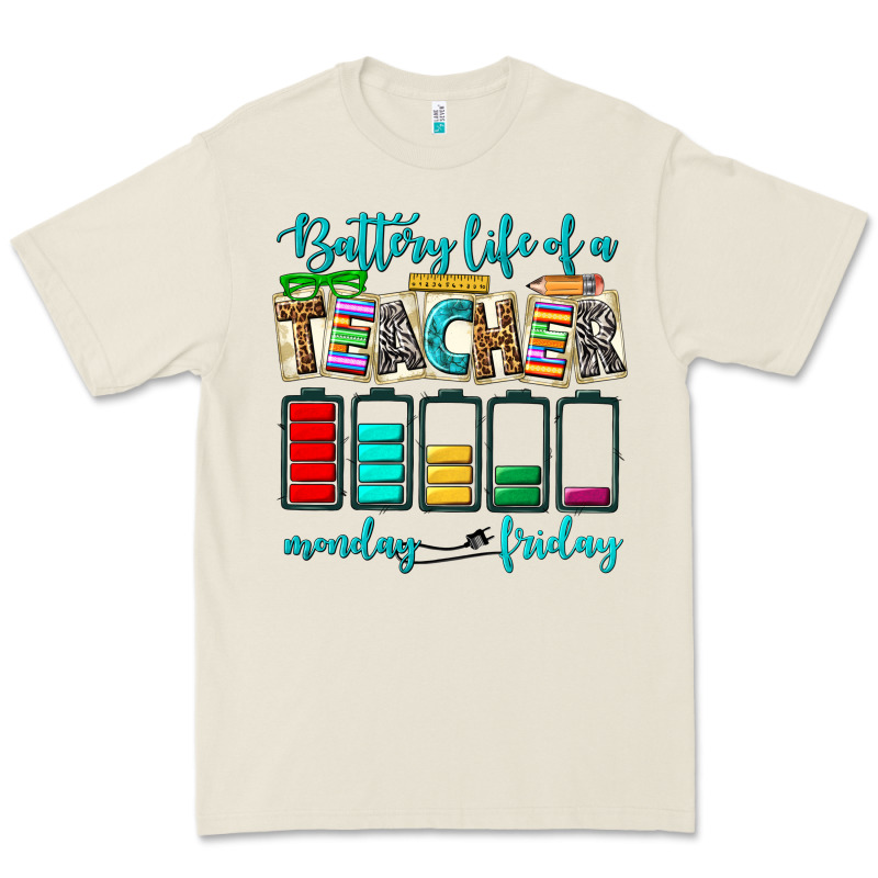 Battery Life Of A Teacher Monday Friday Premium Tee by NancyCooperArtShop | Teevron