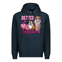 Navy Be Mine Valentine Dog Premium Hoodie - CowhideDigitalArt