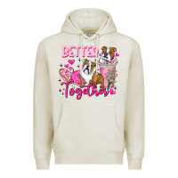 Oatmeal Heather Be Mine Valentine Dog Premium Hoodie - CowhideDigitalArt