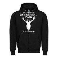 Black Hunting Retirement Plan Funny Elk Deer Retired Hunter Gift Zipper Hoodie - longCreatives