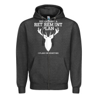 Charcoal Heather Hunting Retirement Plan Funny Elk Deer Retired Hunter Gift Zipper Hoodie - longCreatives