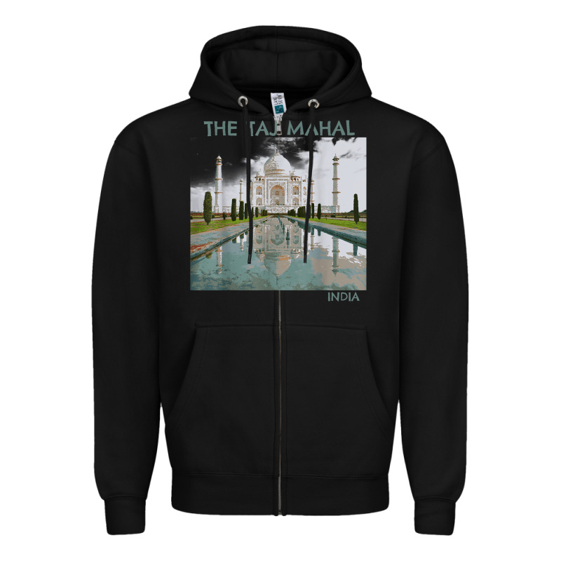 India Agra Taj Mahal Mausoleum Travel Tourist Zipper Hoodie by longCreatives | Teevron