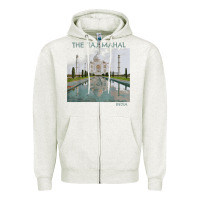 Oatmeal Heather india agra taj mahal mausoleum travel tourist Zipper Hoodie - longCreatives