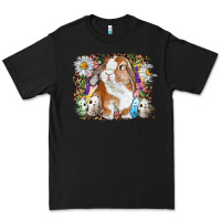 Black Easter Bunny With Quail Eggs And Daisy Premium Tee - RanaPortraitStore