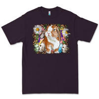 Plum Easter Bunny With Quail Eggs And Daisy Premium Tee - RanaPortraitStore