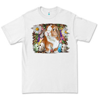 White Easter Bunny With Quail Eggs And Daisy Premium Tee - RanaPortraitStore