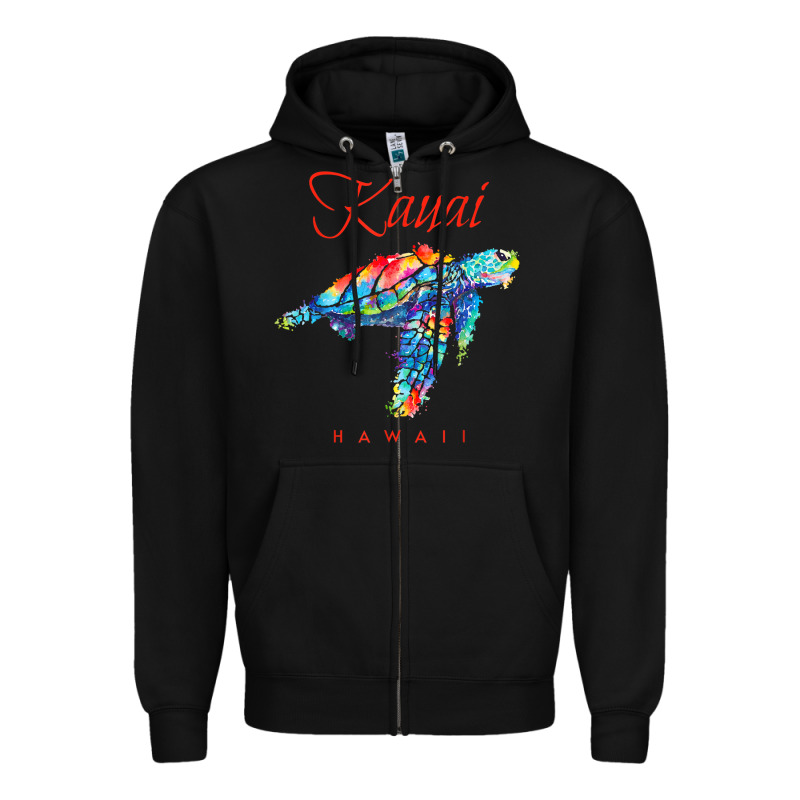 Kauai Hawaii Watercolor Sea Turtle Souvenir Zipper Hoodie by longCreatives | Teevron