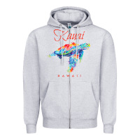 Heather Grey kauai hawaii watercolor sea turtle souvenir Zipper Hoodie - longCreatives