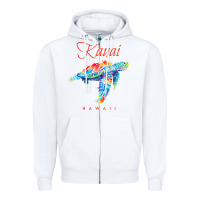 White kauai hawaii watercolor sea turtle souvenir Zipper Hoodie - longCreatives