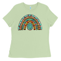 Matcha Western Rainbow with Leopard and Gemstone Ladies Tee - texasbilliewilder