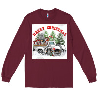 Burgundy merry chrıstmas Long Sleeve Tee - FaDigitalArtStudio