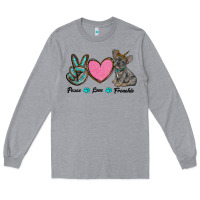Heather Grey peace love frenchie Long Sleeve Tee - RanaPortraitStore