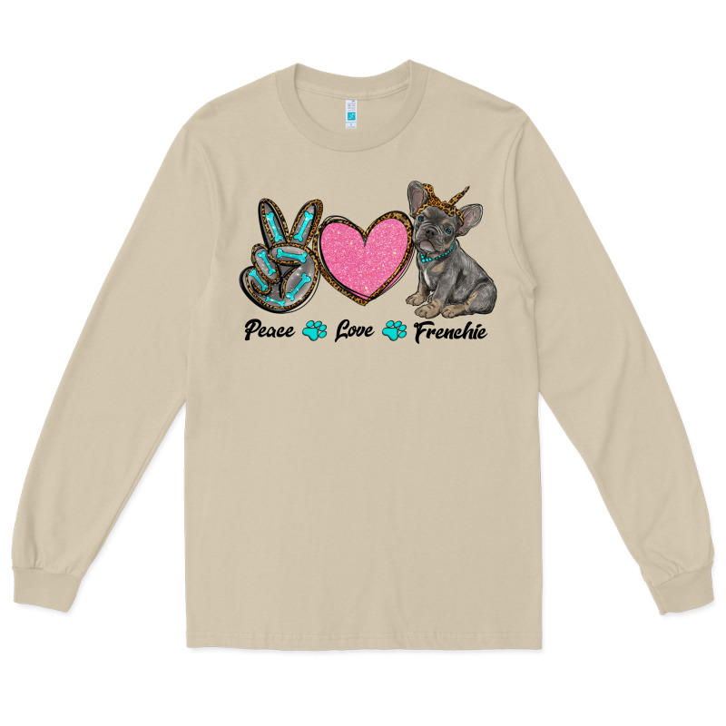 Peace Love Frenchie Long Sleeve Tee by RanaPortraitStore | Teevron