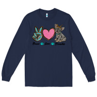 Navy peace love frenchie Long Sleeve Tee - RanaPortraitStore