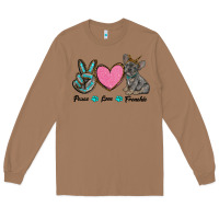 Toasted Coconut peace love frenchie Long Sleeve Tee - RanaPortraitStore