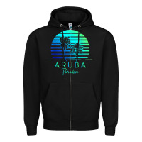 Black Vintage Aruba Beach Tropical Vibes Vacation Souvenir Gift Zipper Hoodie - longCreatives