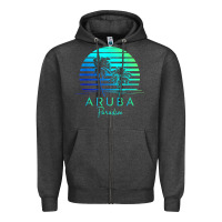 Charcoal Heather Vintage Aruba Beach Tropical Vibes Vacation Souvenir Gift Zipper Hoodie - longCreatives
