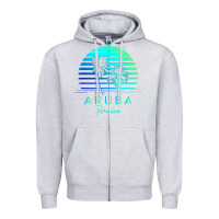 Heather Grey Vintage Aruba Beach Tropical Vibes Vacation Souvenir Gift Zipper Hoodie - longCreatives