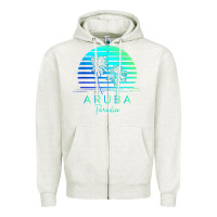 Oatmeal Heather Vintage Aruba Beach Tropical Vibes Vacation Souvenir Gift Zipper Hoodie - longCreatives